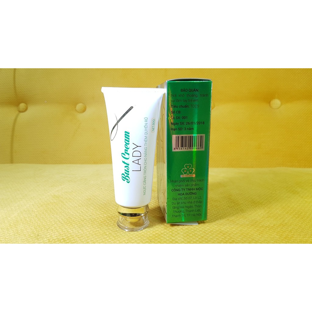 [ Hàng Chính Hãng ] Kem  Bust Cream Lady | Hỗ Trợ Tăng Kích Thước Vòng 1 Tự Nhiên | Hộp 50g
