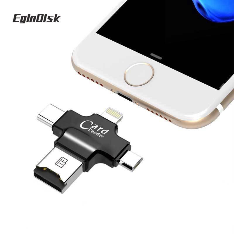 Card Reader 4 in 1 Micro Usb / Lightning / Type C / Usb For iPhone & Android Phone