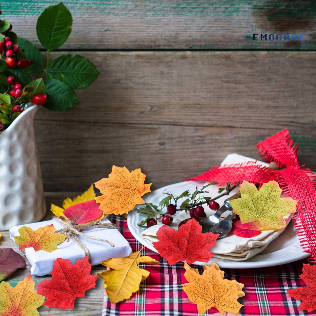 Túi 50 Lá Phong Giả Bằng Vải Không Phai Màu Dùng Trang Trí Halloween