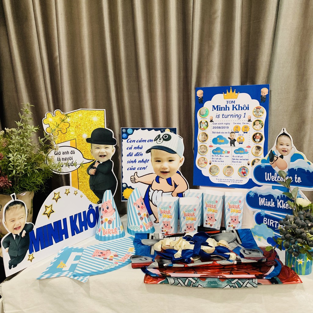 Combo Phụ kiện sinh nhật kèm chibi để bàn bé trai gái_Thanh Tuấn