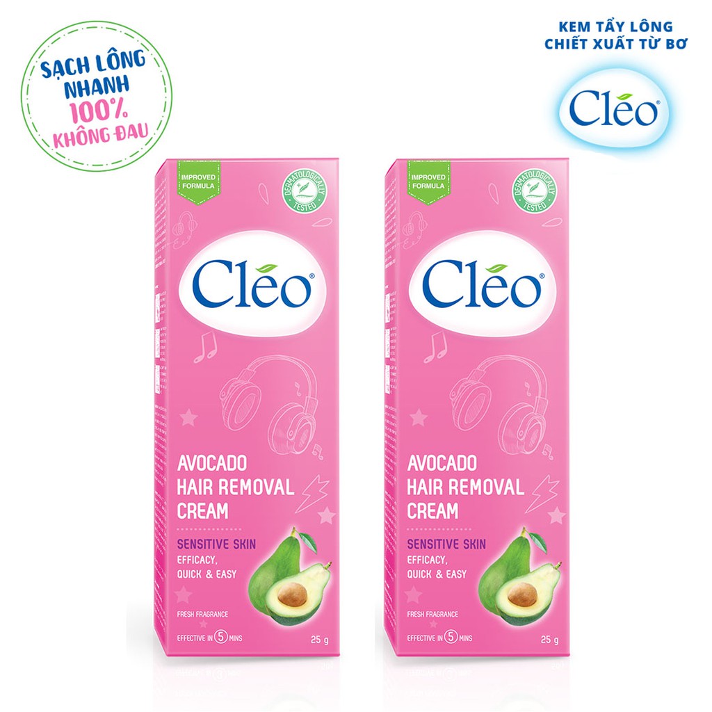 Combo 02 hộp Kem Tẩy Lông Cho Da Nhạy Cảm Cleo Avocado Hair Removal Cream Sensitive Skin 25g