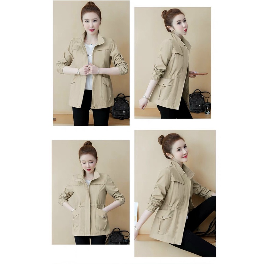Áo Khoác Kaki Nữ Kiểu Trơn Có Dây Rút Eo Đường Cong Của Túi giống Hình,Mẫu Mặc Cực Đẹp Cực Sịn Sò Hót Trend_UT