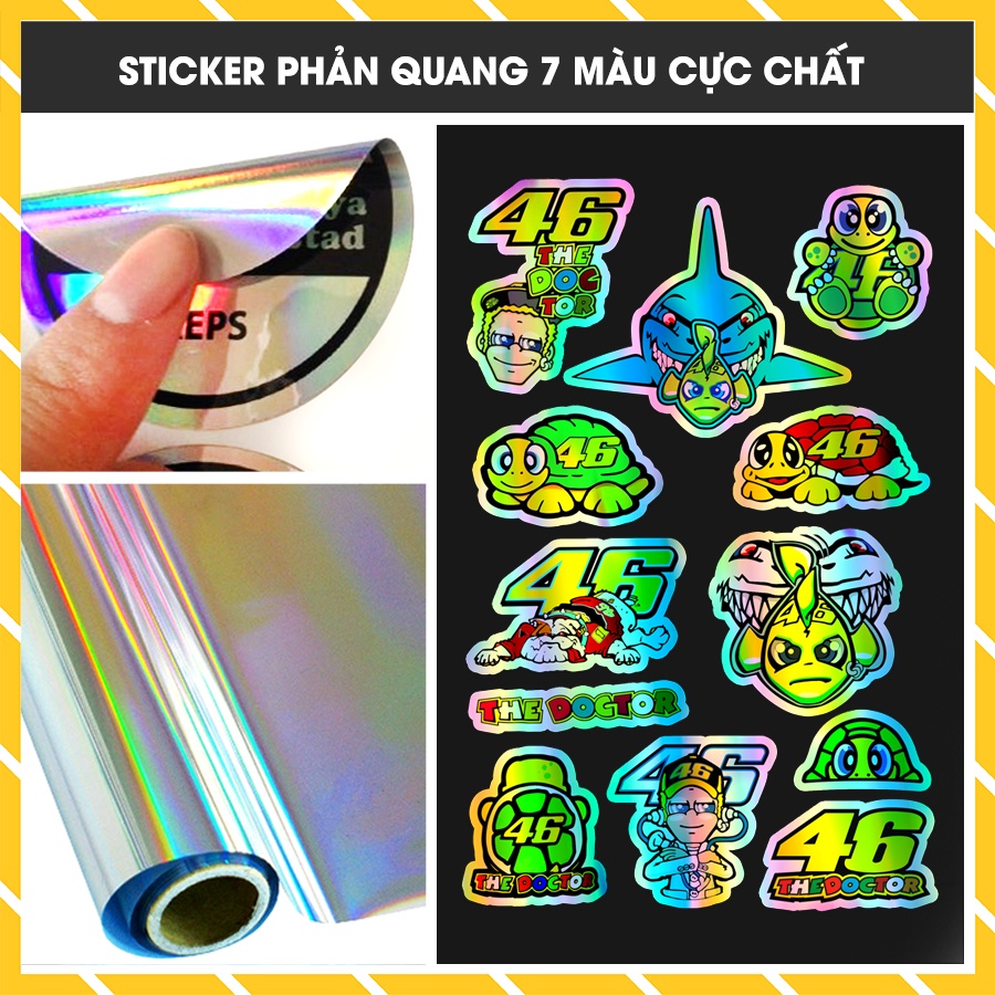 Sticker Số 46 Phản Quang Mã Số 5X - 15 | Sticker Dán Xe Máy Chất Liệu Crom Chống Nước Cắt Sẵn