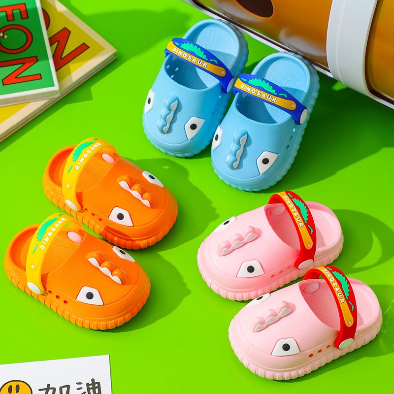 Dép crocs Đế Mềm Hình Khủng Long Dễ Thương Cho Bé 0-2 Tuổi