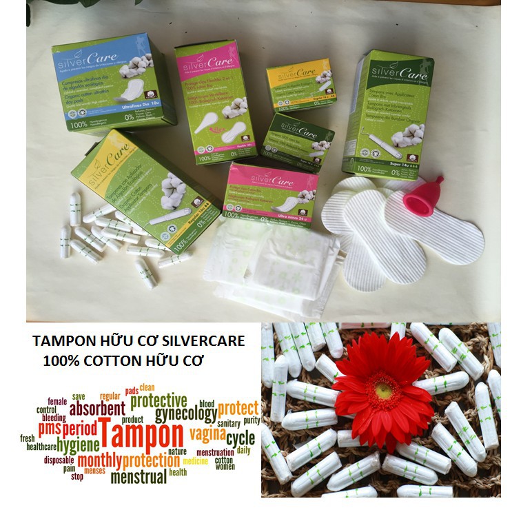 Tampon Băng Vệ Sinh / Tampon Hữu cơ SILVERCARE đủ loại có cần đẩy và không cần đẩy