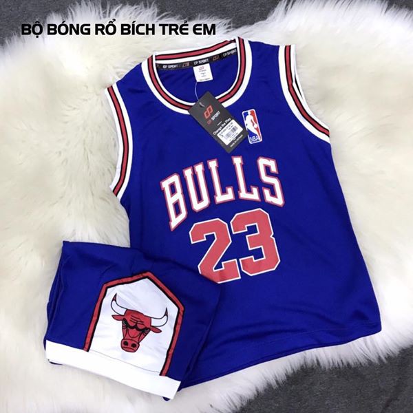 Set quần áo cộc tay bé trai - mẫu bóng rổ BULLS xanh bích