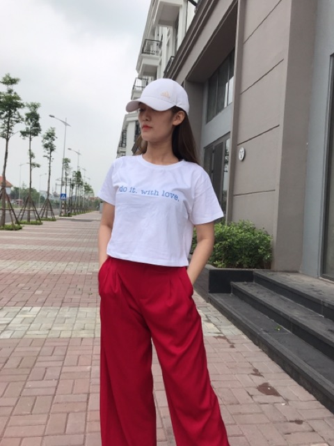 Áo phông croptop Thái Lan hình chữ xinh xắn 2 màu đen, trắng( chọn hình ngẫu nhiên) | BigBuy360 - bigbuy360.vn