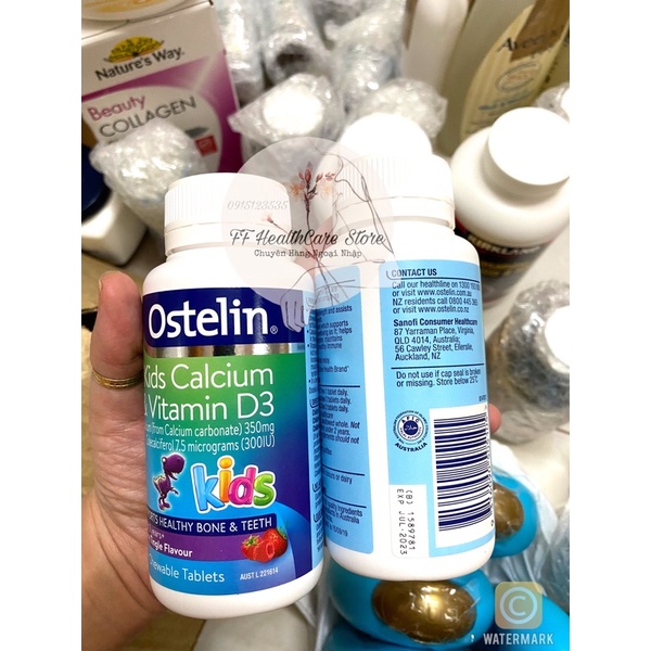 Kẹo Canxi Cho Bé Ostelin Kids Calcium & Vitamin D3, 90 Viên Canxi Cho Bé Từ 2 Tuổi