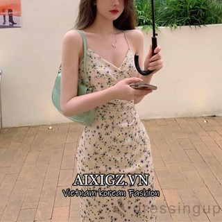 Đầm hoa hai dây cổ chữ v xinh xắn dành cho nữ size s/m/l