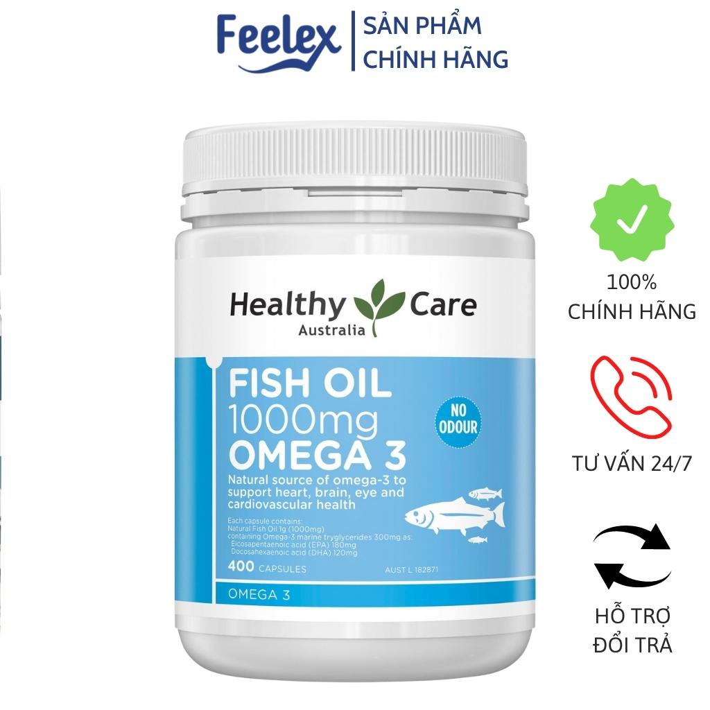 Viên uống dầu cá úc Healthy Care Fish Oil 1000mg Omega-3 cải thiện trí nhớ giúp sáng mắt &amp; tăng cường miễn dịch, lọ 400v