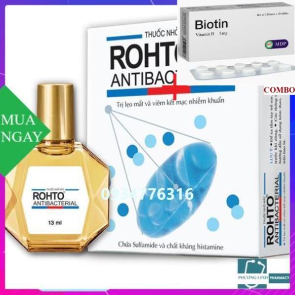 Combo Biotin 5mg+ NHỎ MẮT VROHTO CÁC LOẠI (lọ 13ml)