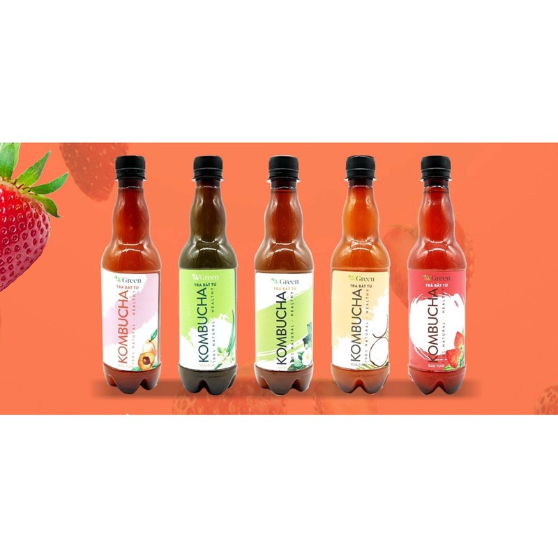 TRÀ BẤT TỬ KOMBUCHA 330ML DÂU TƯƠI/ ĐÀO TƯƠI/ TRÀ XANH/ DỪA TƯƠI/ TROPICAL