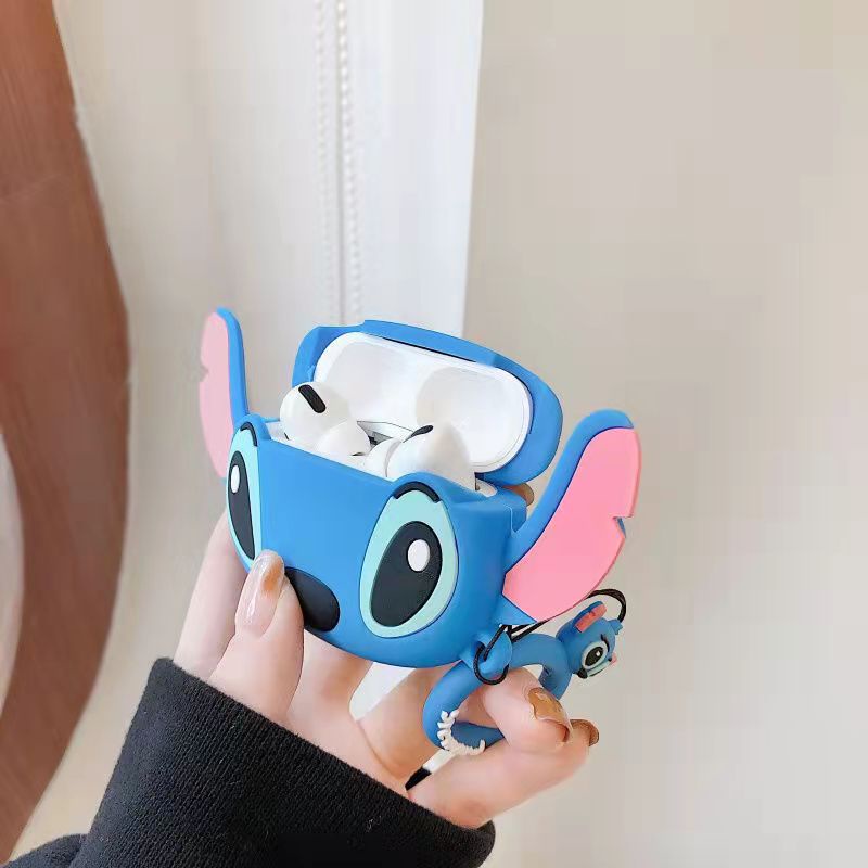 Vỏ Bảo Vệ Hộp Sạc Tai Nghe AirPods 1/2/Pro/3 Bằng Silicon Mềm Họa Tiết Hoạt Hình Có Móc Khóa Chống Sốc