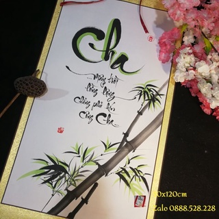Tranh thư pháp chữ Cha 50x120cm
