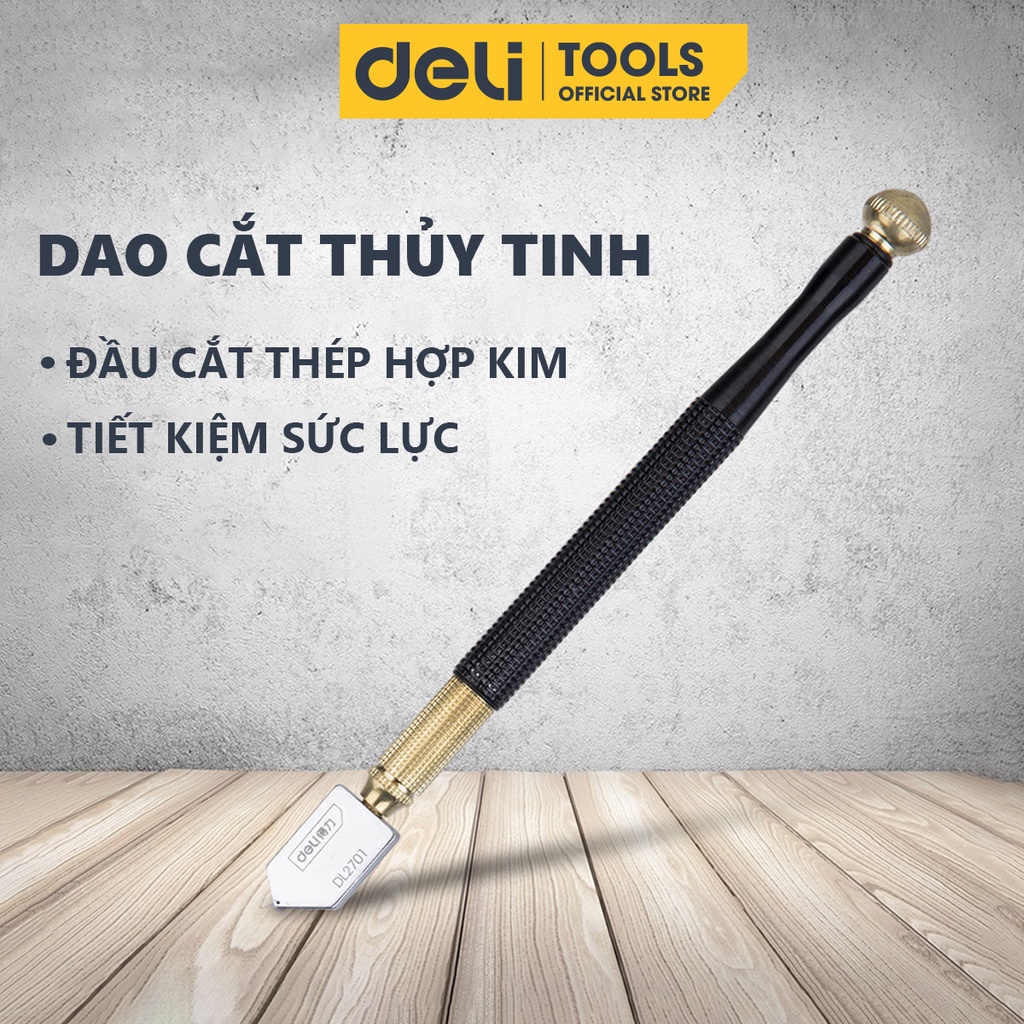 Dao Cắt Kính Thủy Tinh Deli 180mm Chất Lượng Cao - Lưỡi Dao Sắc Bén, Đường Cắt Gọn Đẹp, Thiết Kế Nhỏ Gọn - DL2701