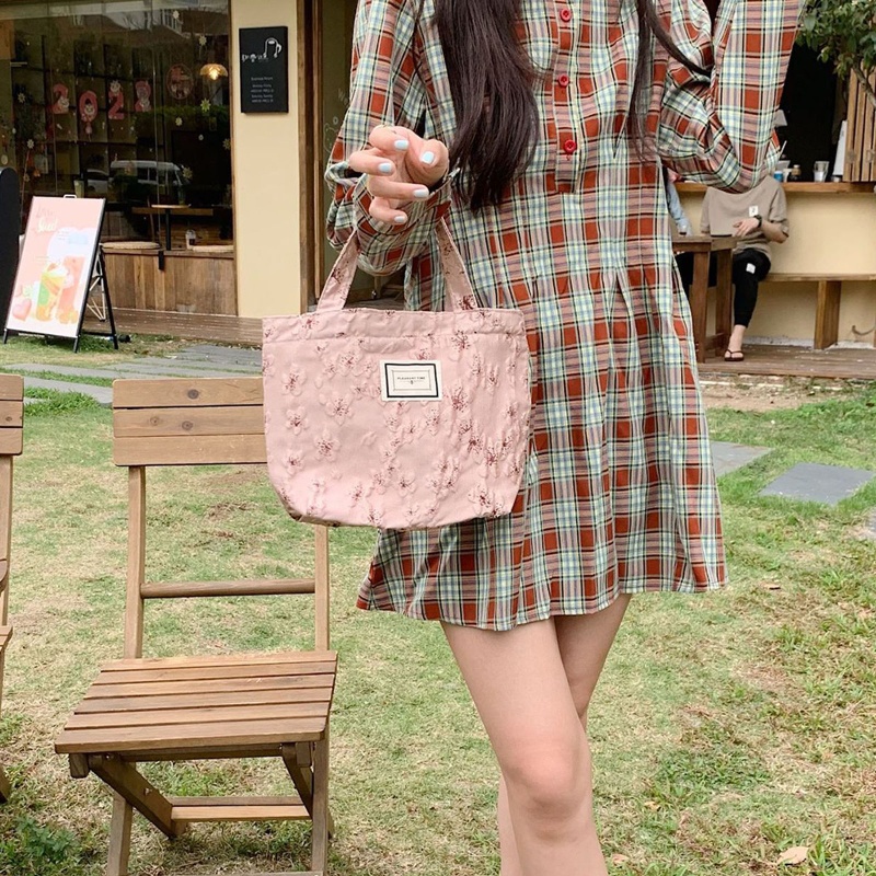 Youyo Túi Tote Xách Tay Đựng Cơm Trưa In Hoa Phong Cách Vintage Cho Nữ