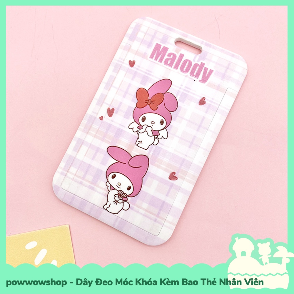 [Sẵn VN - Hỏa Tốc] Dây Đeo Thẻ, Bao Thẻ Nhân Viên Kèm Móc Khóa Mẫu Sanrio Pastel Purin, Cinnamoroll, Hello Kitty