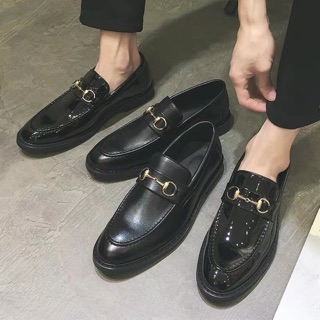 Giày lười nam khoá ngang 2 kiểu da trơn da bóng siêu đẹp Hàn Quốc
