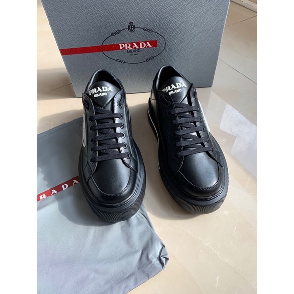 Giày thể tho nam đế dày cổ thấp thương hiệu Prada da thật cao cấp