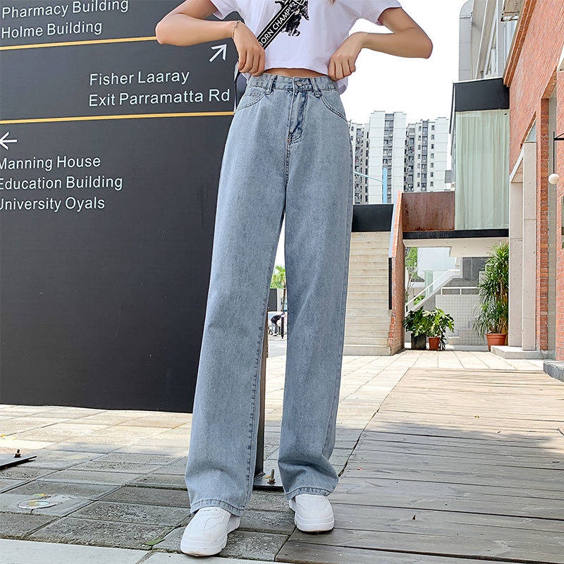 quần jean nữ ống rộng Drape Quang Dài Lau Nho