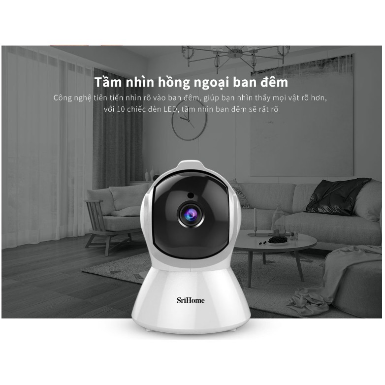 Camera Sricam SH025 Full HD 1080p - Chuẩn 2.0 Mpx  quay đêm đàm thoại 2 chiều  - Tích Hợp Cảm Biến AI Thông Min