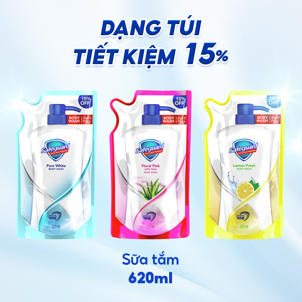 Sữa Tắm SAFEGUARD Sạch 99,9% Vi Khuẩn & Mát Lạnh Như Băng Chai 650ml Arctic Fresh