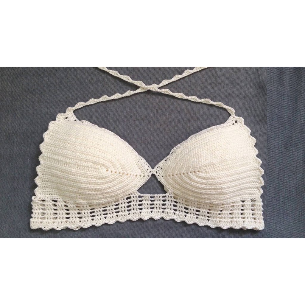 Bikini Len Móc Vòm Trắng Quyến Rũ