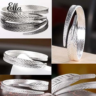Ellastore LadySimple Angel Feather Bangle Adjustable Opening Cuff Bracelet