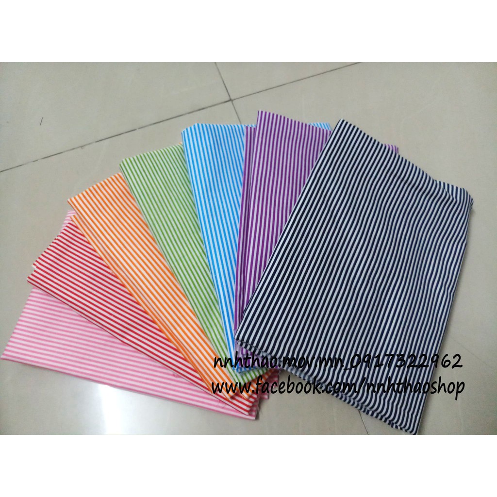 Vải thô, cotton sọc khổ 50x50cm