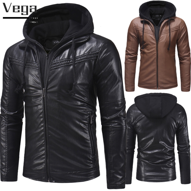Áo khoác da có nón trùm đầu phong cách năng động trẻ trung dành cho nam