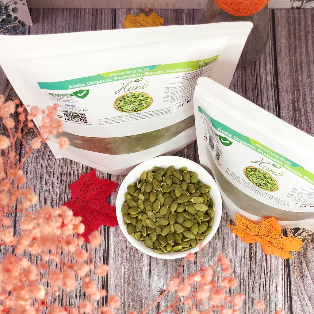500g nhân bí xanh Ấn Độ ( Sống/ Rang Chín) nguyên vị, béo thơm Hani Food