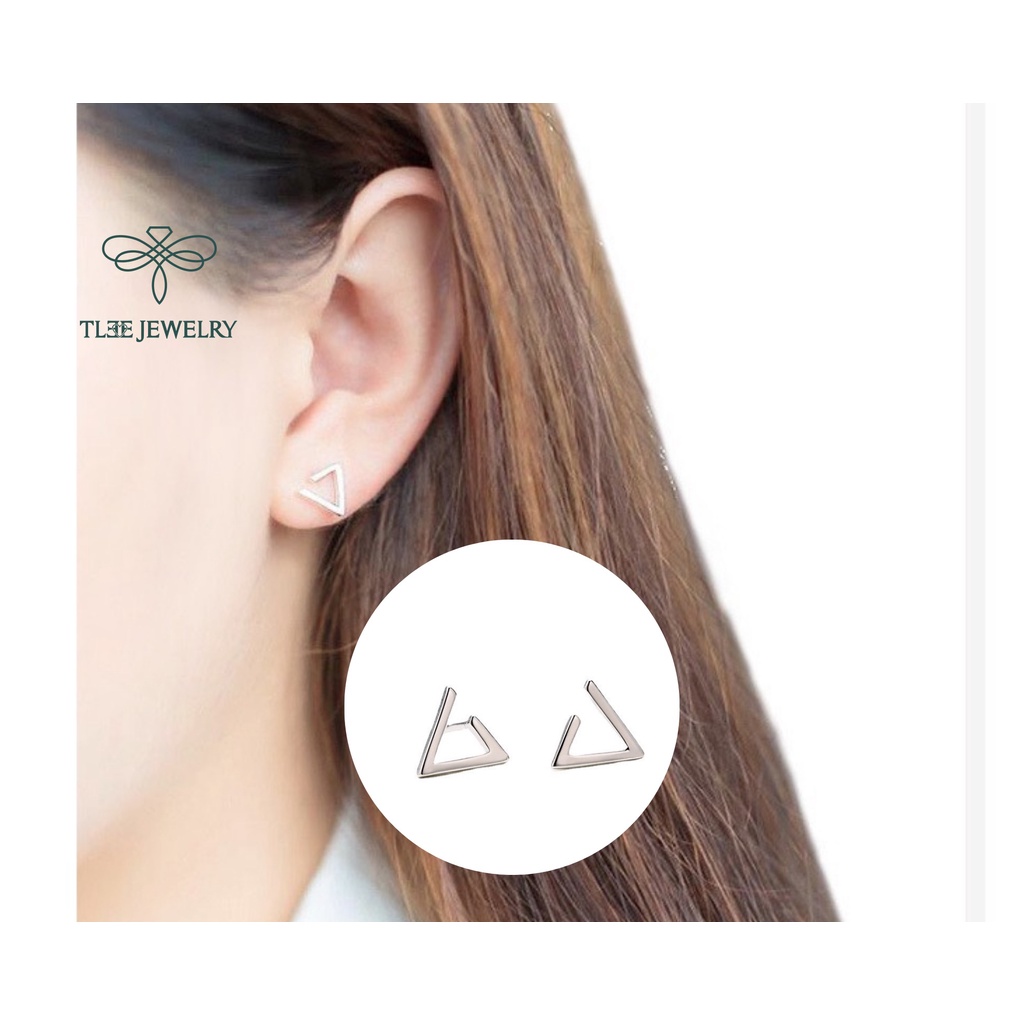 Khuyên tai bạc nữ Tlee basic tai tam giác mở basic cá tính TleeJewelry B0140