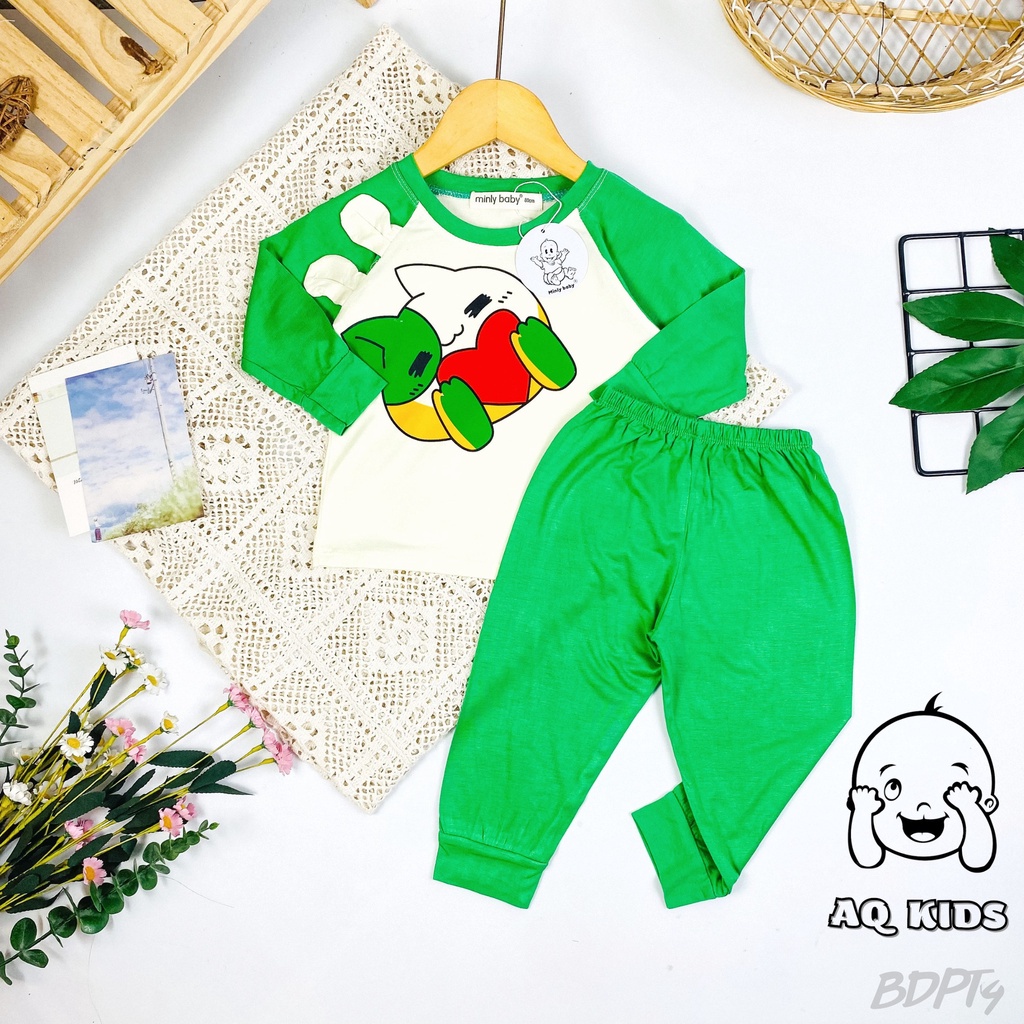 [BÉ 19-28KG] Bộ Quần áo Tay Dài, Quần Dài Bé Trai Bé Gái Hiệu Minlybaby, Thiết Kế Phối Tai Thú Ngộ Nghĩnh đáng Eo BDPT4