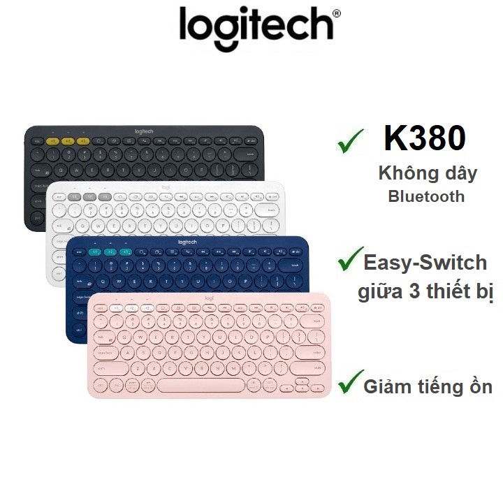 Bàn phím không dây Bluetooth Logitech K380 - gọn nhẹ, giảm ồn , đa thiết bị, Mac/ PC