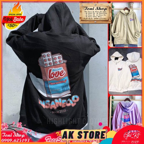 [Kèm Quà] ÁO HOODIE - ÁO KHOÁC NỈ NGOẠI Dây Kéo (HD1160 - Insane Love - Kèm Ảnh Thật) - AK.STORE | BigBuy360 - bigbuy360.vn