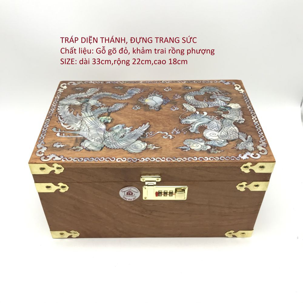 Hộp đựng tiền hầu,trang sức khảm trai rồng phượng