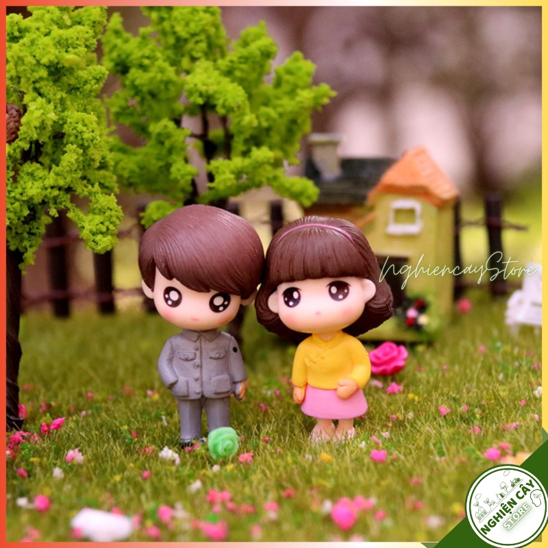 Phụ kiện Cặp đôi xườn sám trang trí tiểu cảnh, cây cảnh, sen đá