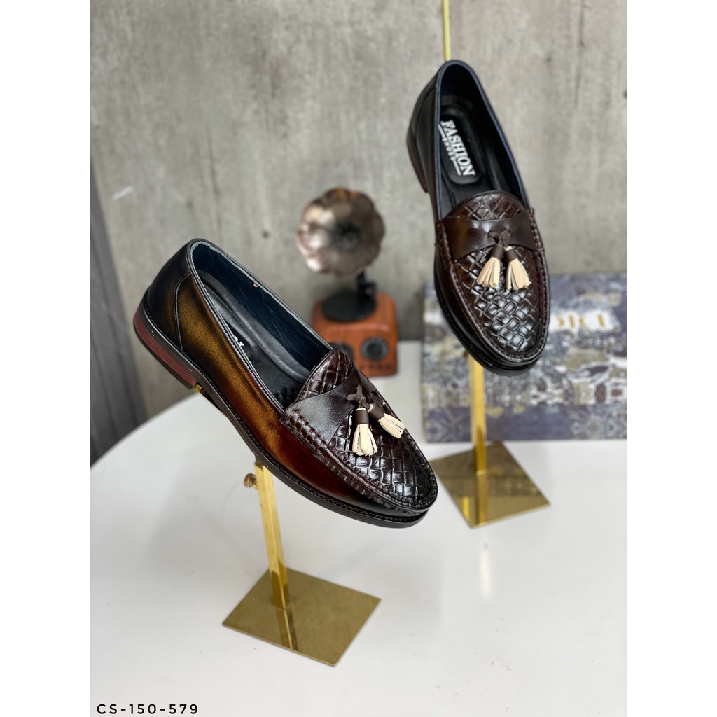 Giày Cưới , giày Loafer Da bò Đế Phíp - Bảo hành 12 tháng CS-150