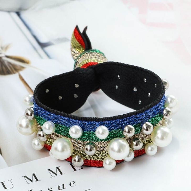 Dây Buộc Tóc Hàn Quốc Thiết Kế Đính Ngọc Màu Sắc Cầu Vồng Cực Kỳ Sang Chảnh