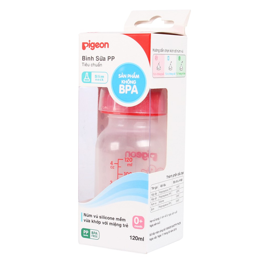 Bình Sữa Cho Bé Pigeon 240ml- 120ml, Bình Bú Nhựa PP Tiêu Chuẩn ( BPA Free)