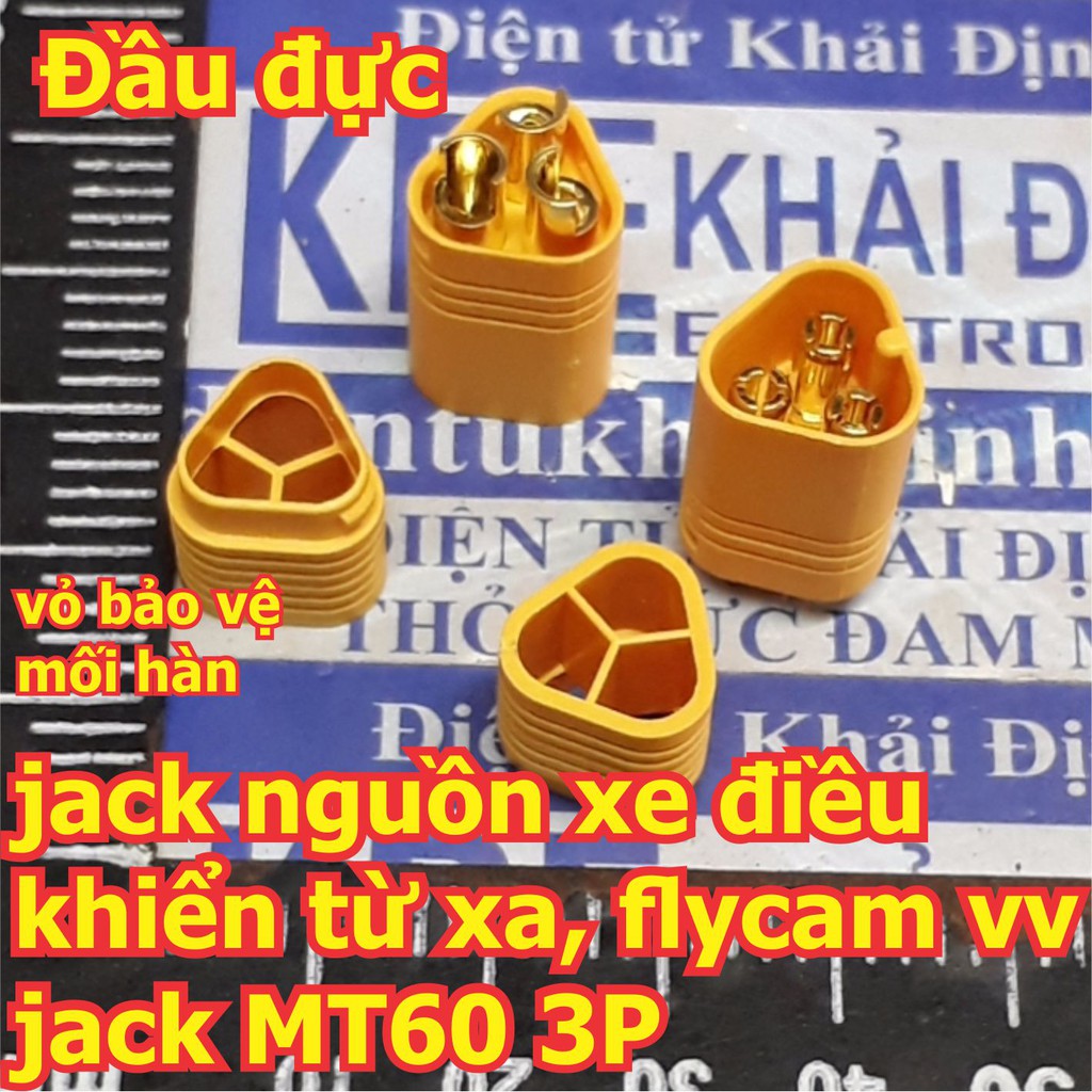 bộ đầu đực + cái jack nguồn động cơ dòng cao vv jack MT MT60, 3 chân 3P kde5933