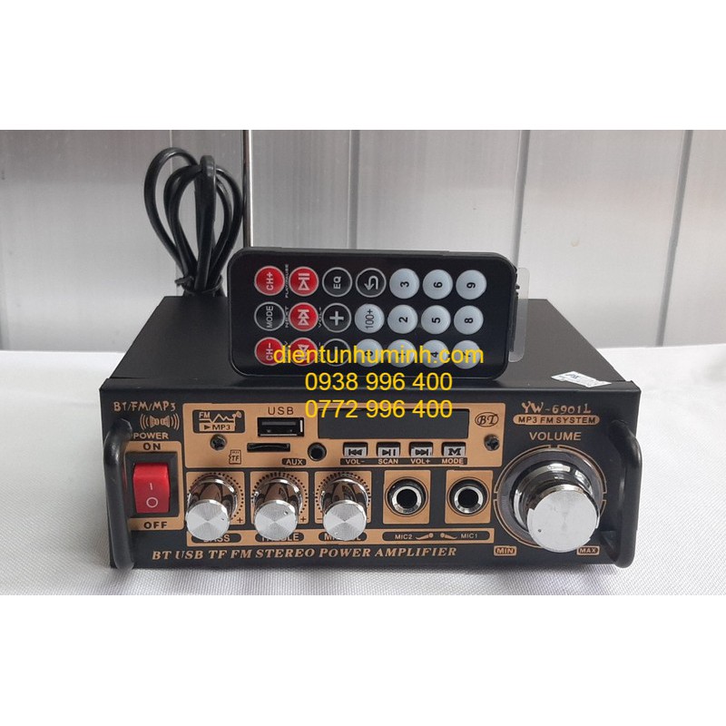 Ampli mini Cao Cấp Bluetooth điện 220V và 12V YW-6901L