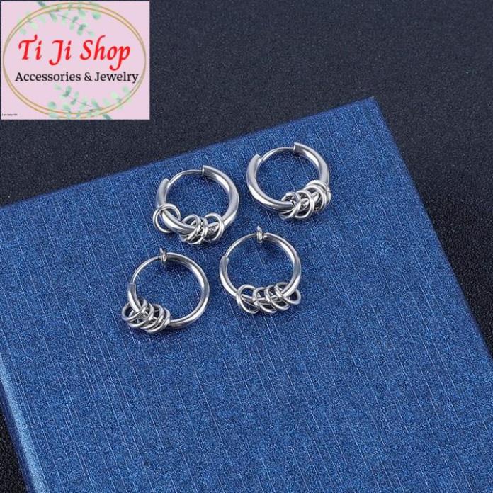 BÔNG TAI INOX KHOEN TRÒN THỜI TRANG KPOP đẹp, không đen, - số lượng 1 chiếc