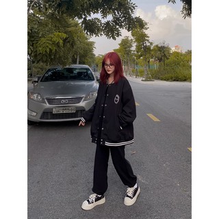 Áo khoác bomber face đen