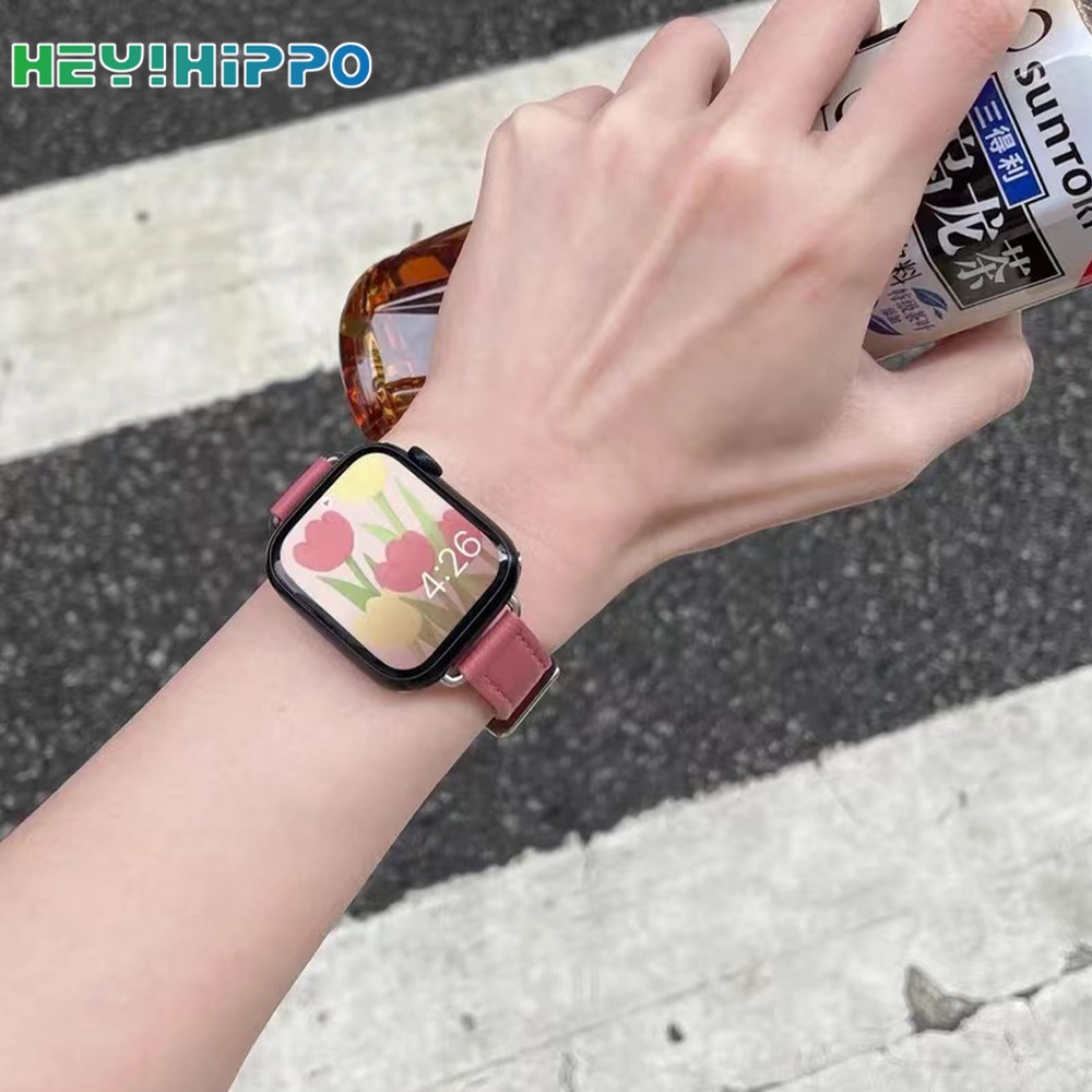 Dây Đeo Bằng Da PU Màu Sáng Cho Đồng Hồ Thông Minh iwatch 45 / 44 / 42 / 41 / 40 / 38mm 7 / 6 / SE / 5 / 4