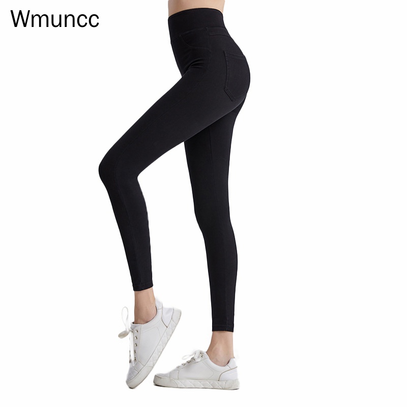Wmuncc Quần Jean Tập Yoga Lưng Cao Phối Túi Đôi Thời Trang Trẻ Trung Cho Nữ