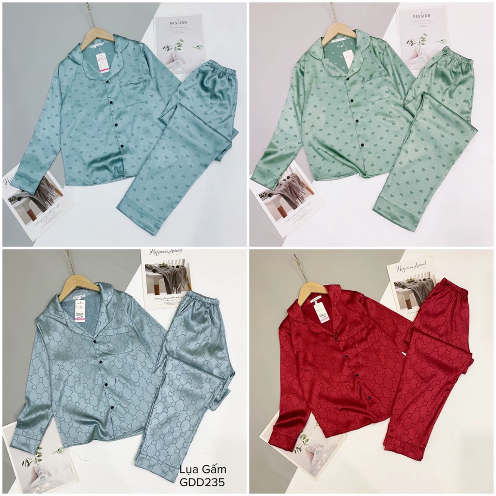 Bộ pijama dài tay lụa gấm mềm mịn⭐bao đẹp♥️hình in sắc nét⭐không bai xù, co rút vải⭐full size