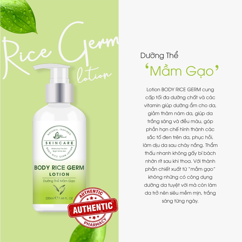 Dưỡng Thể, Dưỡng Ẩm Mầm Gạo MEE NATURAL (220ml) [Chính Hãng]