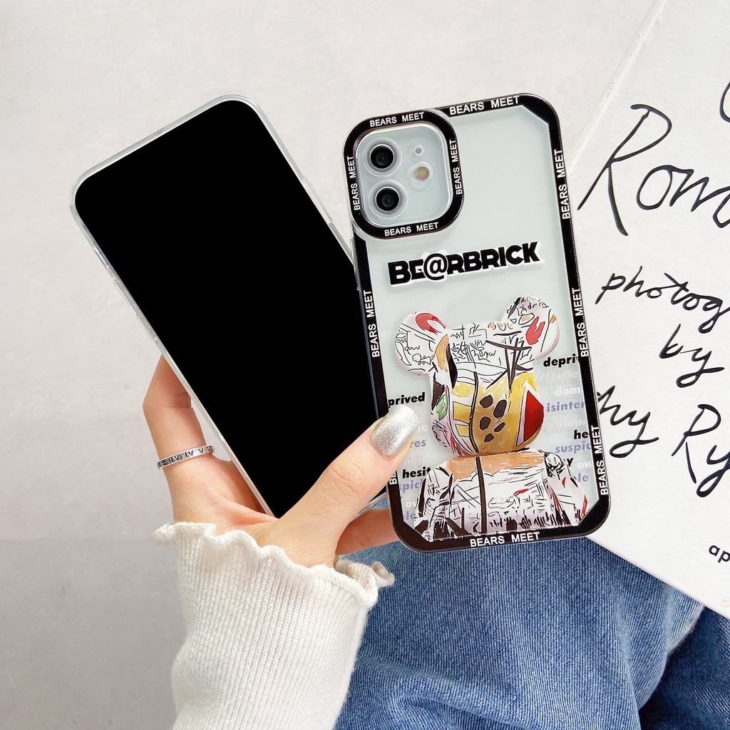 Ốp Điện Thoại Nhựa Dẻo Trong Suốt In Hình Gấu Cho Iphone 13 Pro Max 12 11 XS XR X 8 7 6 6S Plus