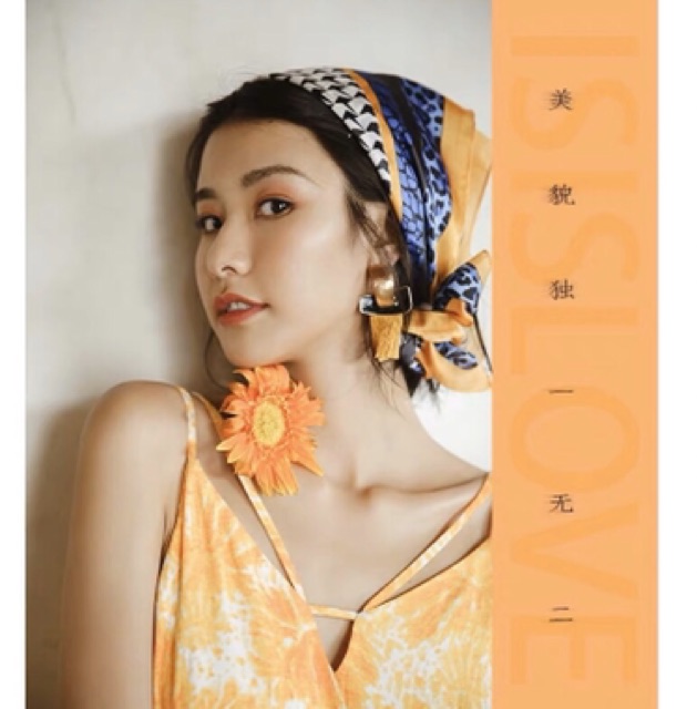 Khăn turban lụa vuông cao cấp choàng cổ size 70x70cm thanh lịch đa năng dùng làm áo yếm in hoa văn